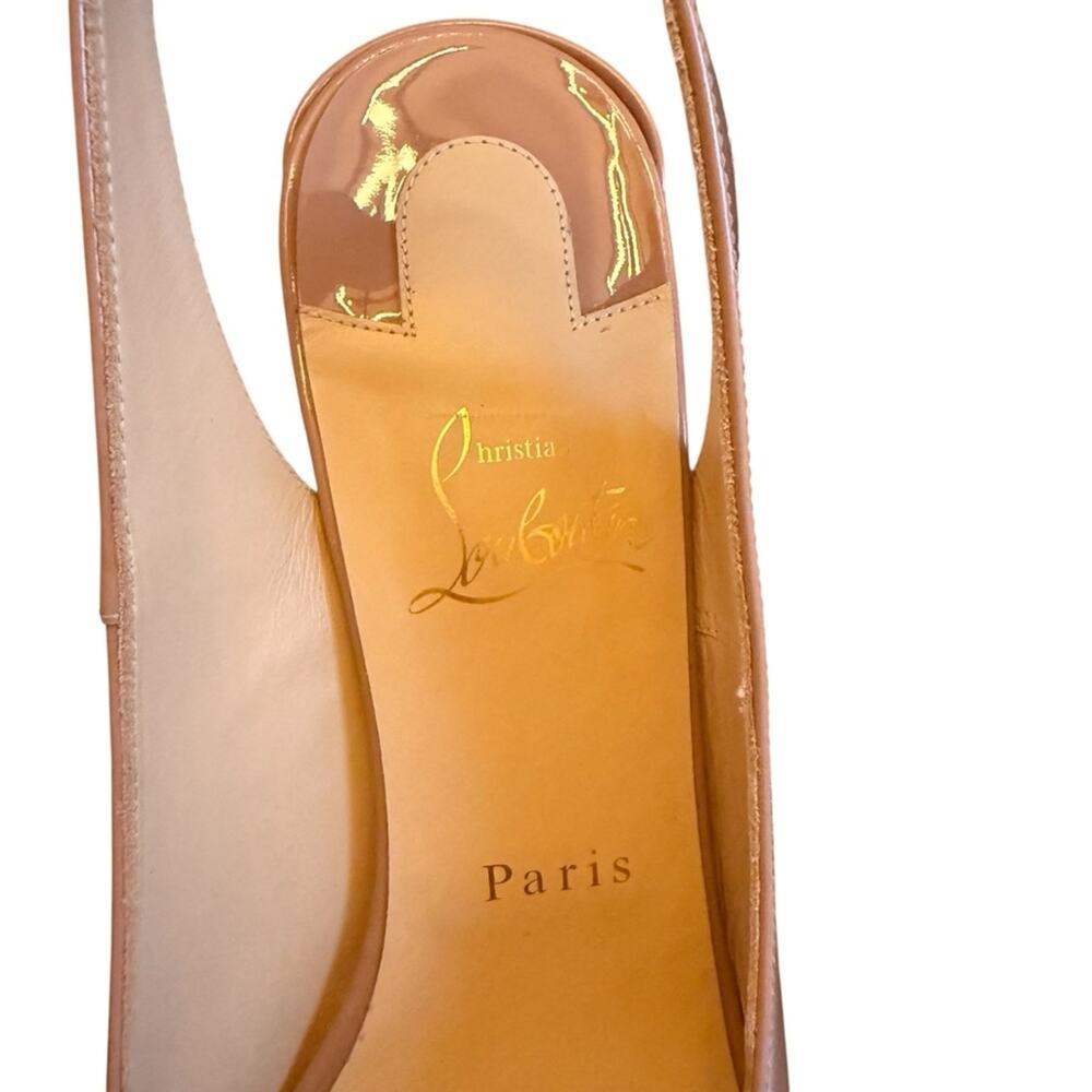 Christian Louboutin Nude Patent Leather Movida Sling 130 Heels EU 39.5 US 9.5 - Picture 3 of 15